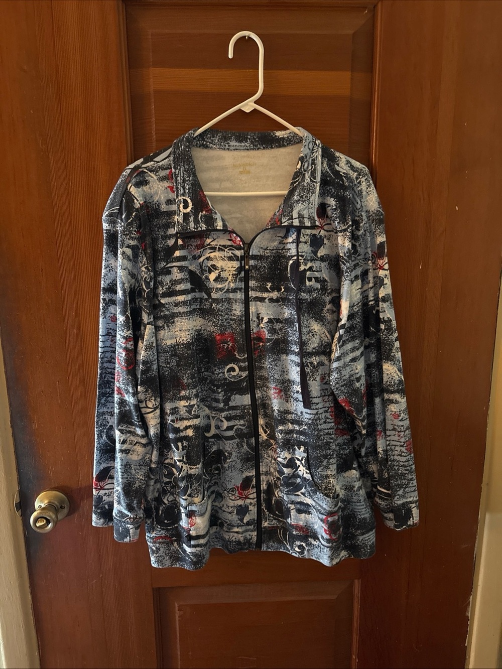 Allison Daley Black, Gray & Red Zip-Front Women's Jacket